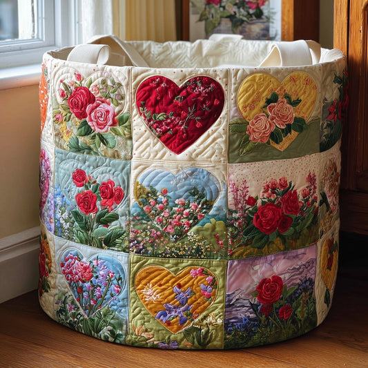 The Nostalgic Petals Quilted Laundry Basket Tote 4816