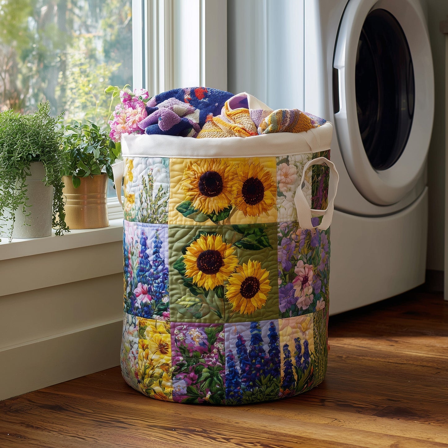 The Blooming Heritage Quilted Laundry Basket Tote 4830