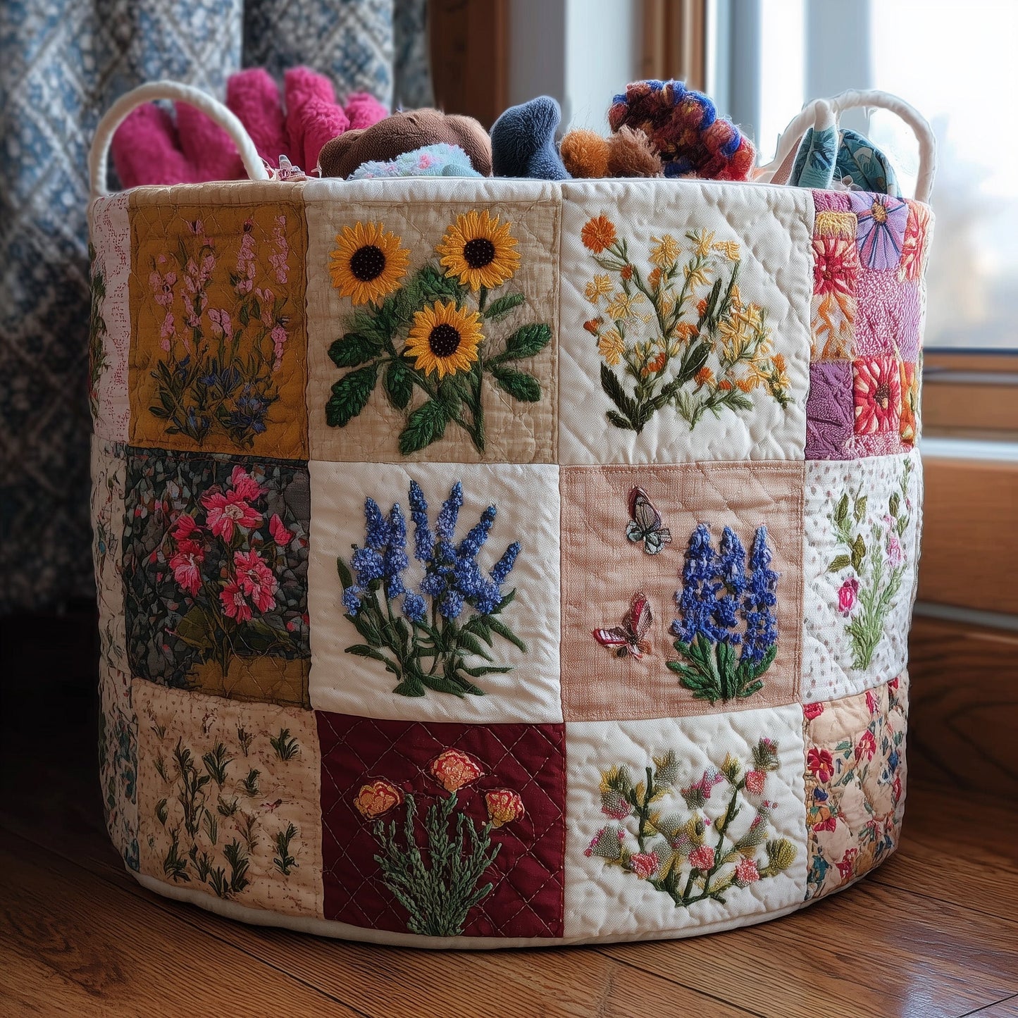 The Blooming Heritage Quilted Laundry Basket Tote 4831