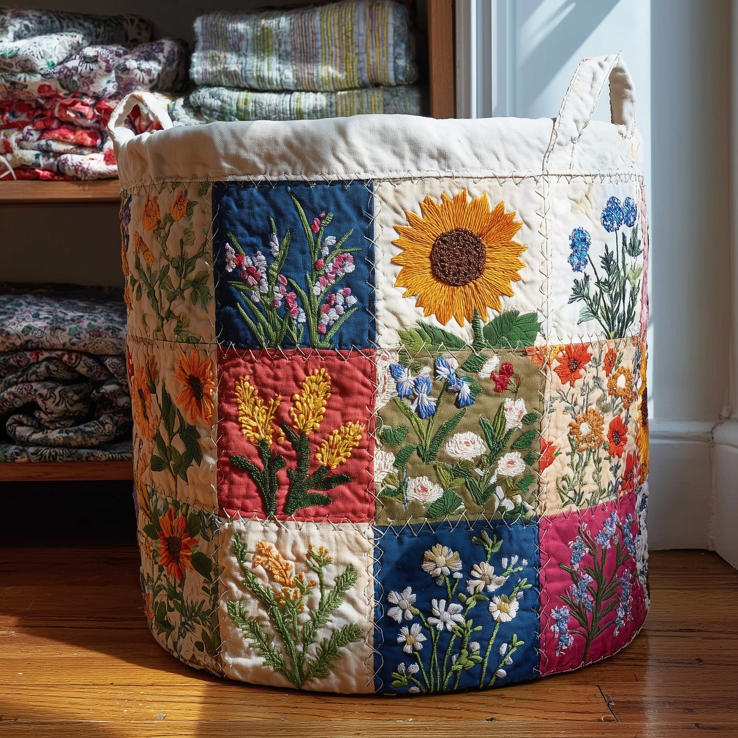 The Blooming Heritage Quilted Laundry Basket Tote 4832
