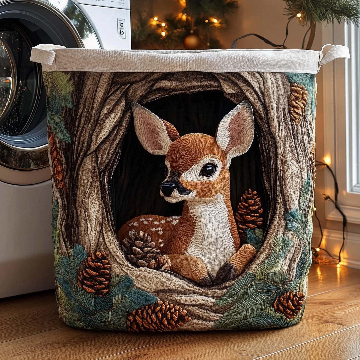 The Deerwood Hideaway Quilted Laundry Basket Tote 5241
