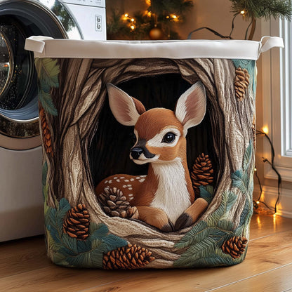 The Deerwood Hideaway Quilted Laundry Basket Tote 5241