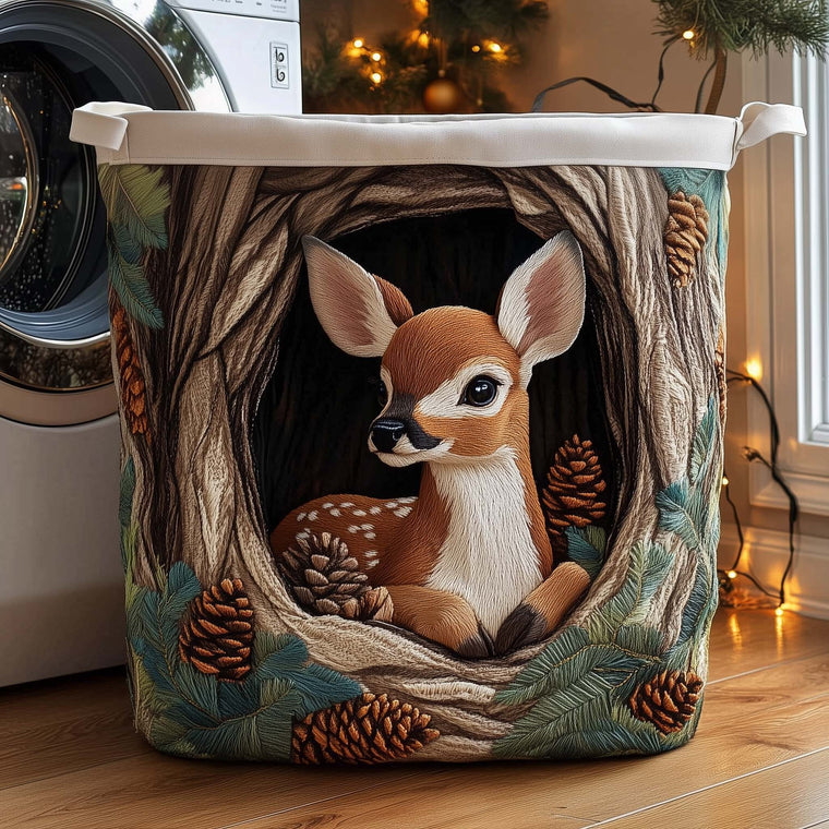 The Deerwood Hideaway Quilted Laundry Basket Tote 5241
