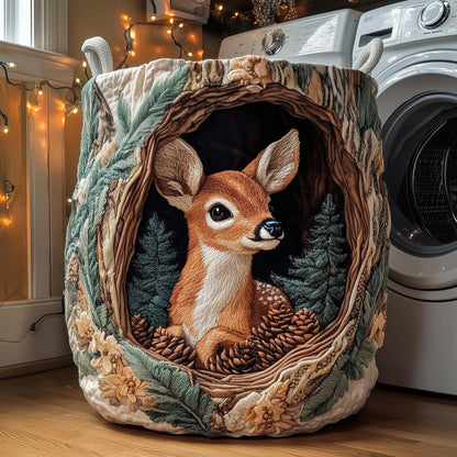 The Deerwood Hideaway Quilted Laundry Basket Tote 5244