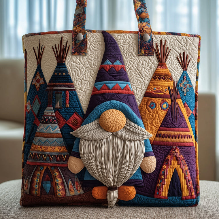 Native American Teepees Quilted Tote