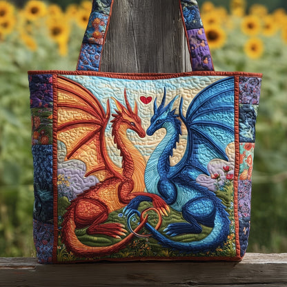 Two Embracing Dragons Quilted Tote
