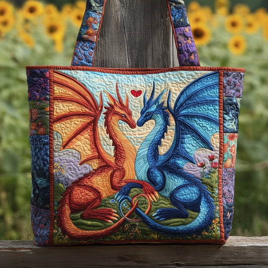 Two Embracing Dragons Quilted Tote