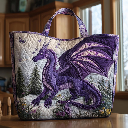 Purple Dragon Artwork Quilted Tote