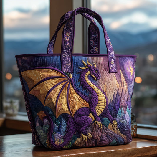 Purple Gold Dragon Tote Bag