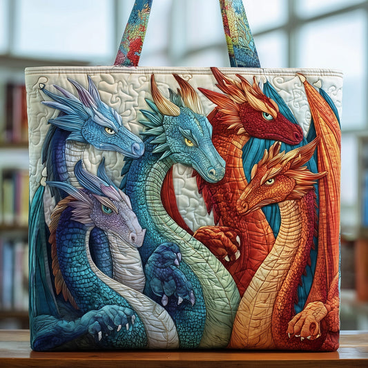 Colorful Dragon Illustration Tote Bag