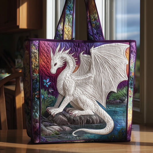 Everyday White Dragon Quilted Tote