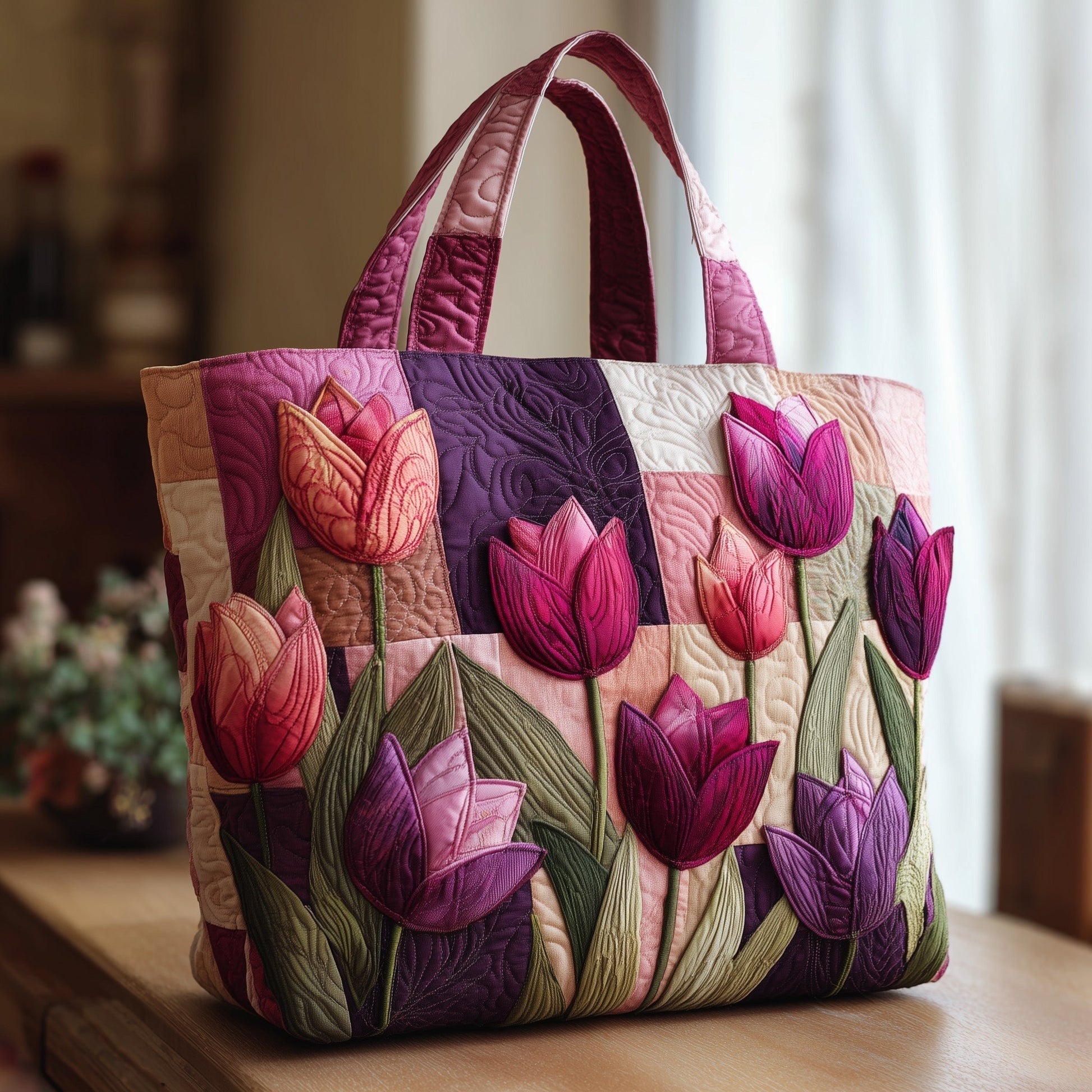 Everyday Tulip Bloom Quilted Tote