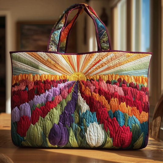 Tulip Flower Garden Quilted Tote