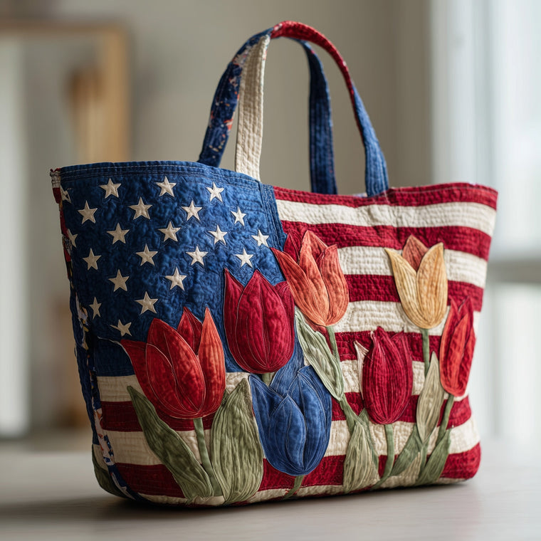 The Patriotic Tulip Quilted Tote
