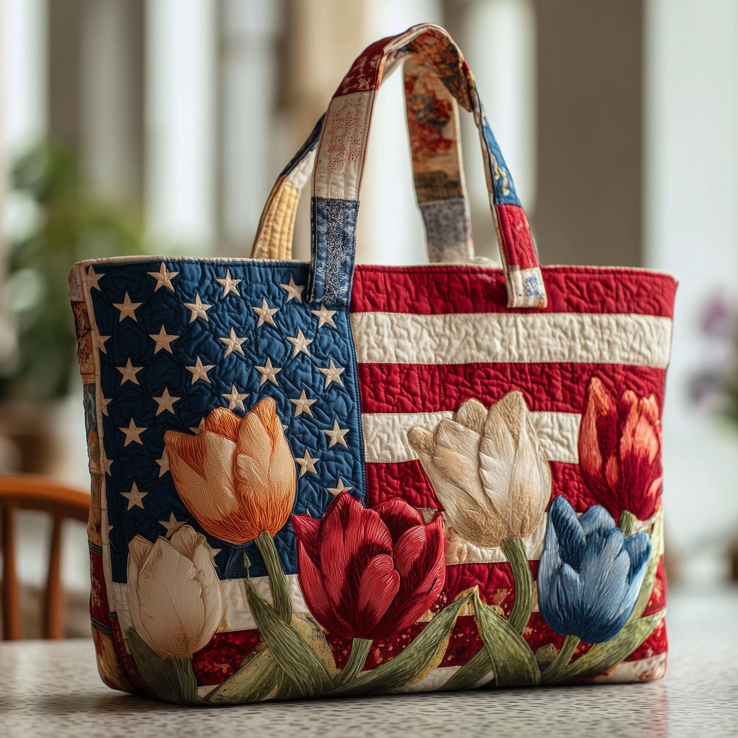 Everyday Liberty Tulips Quilted Tote