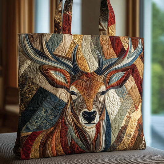 Deer Head Portrait Quilted Tote