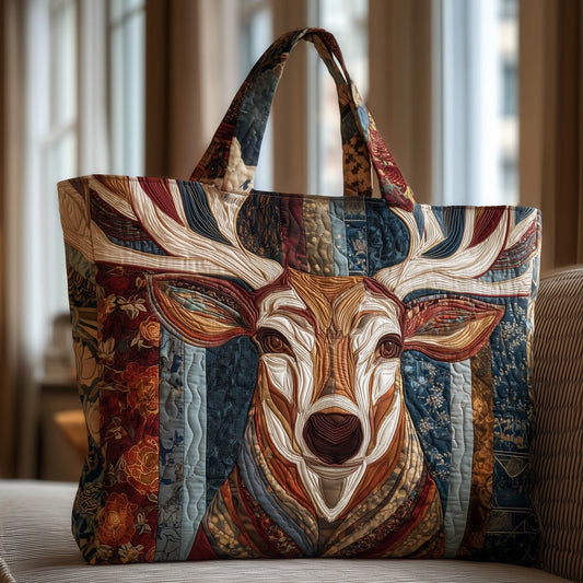 Everyday Deer Portrait Quilted Tote
