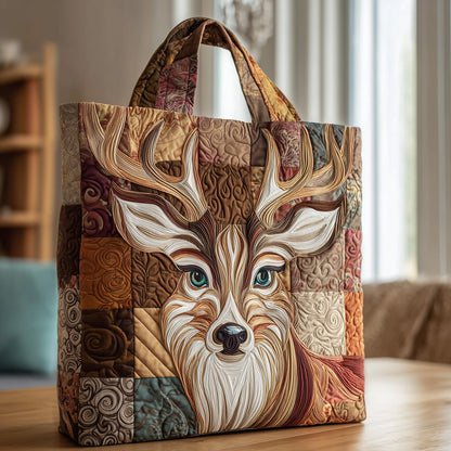 Deer Head Forest Quilted Tote