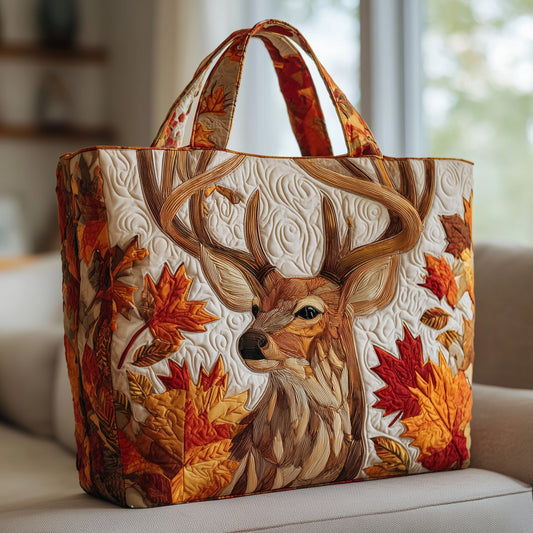 Deer Autumn Leaves Tote Bag