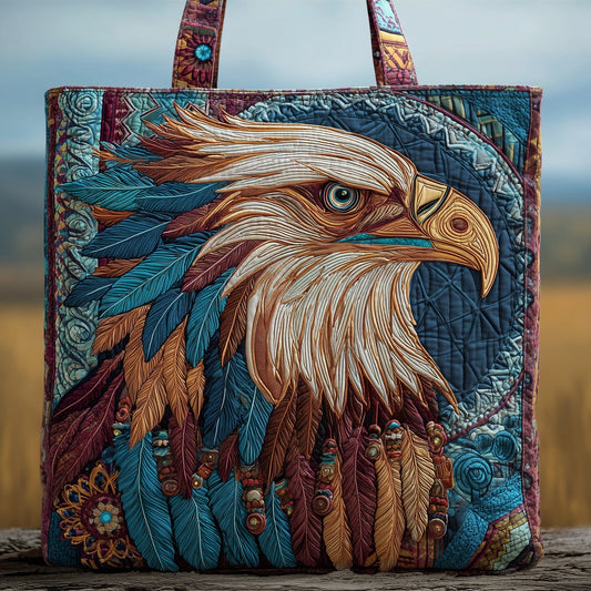 Eagle Head Illustration Quilted Tote