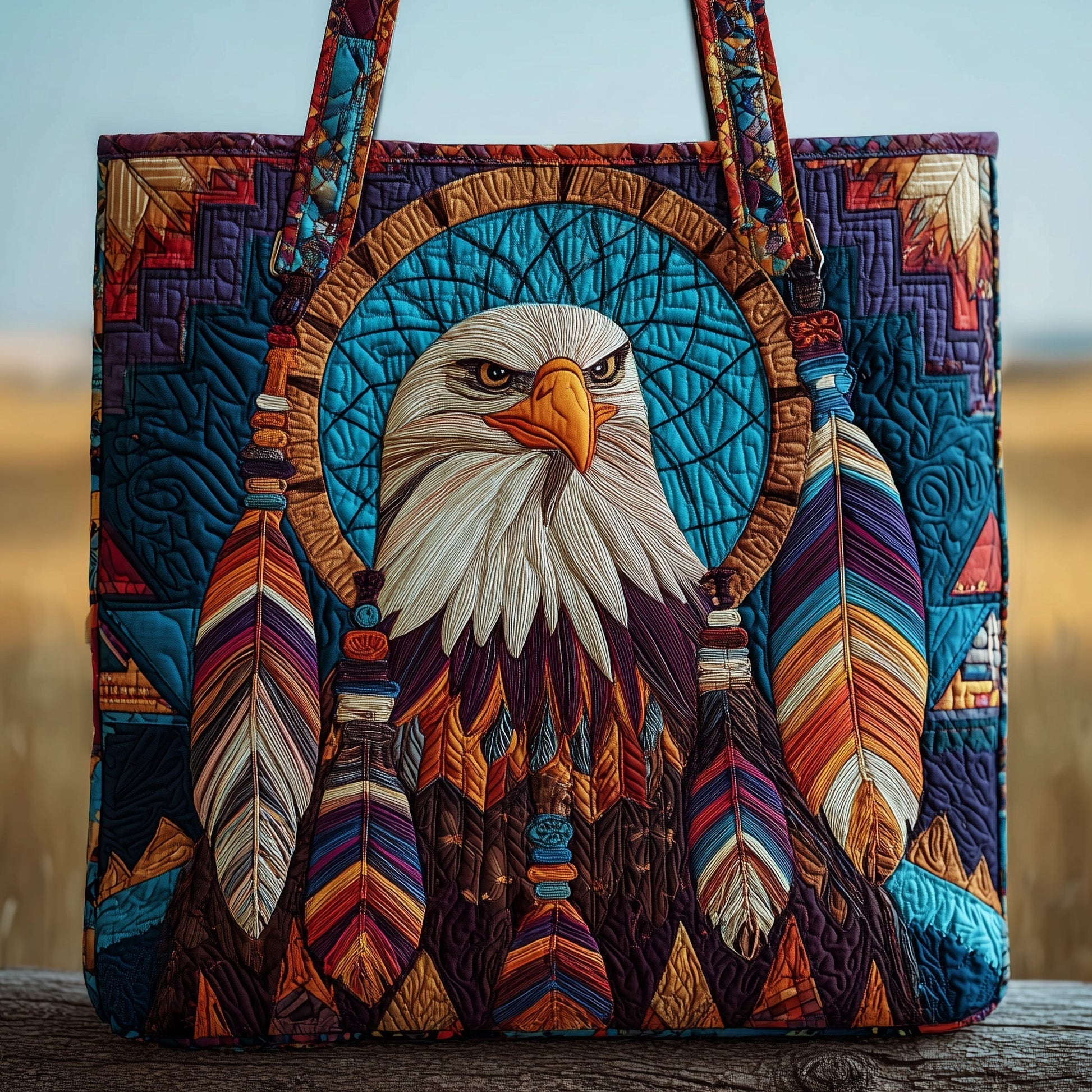 Everyday Eagle Feathers Quilted Tote