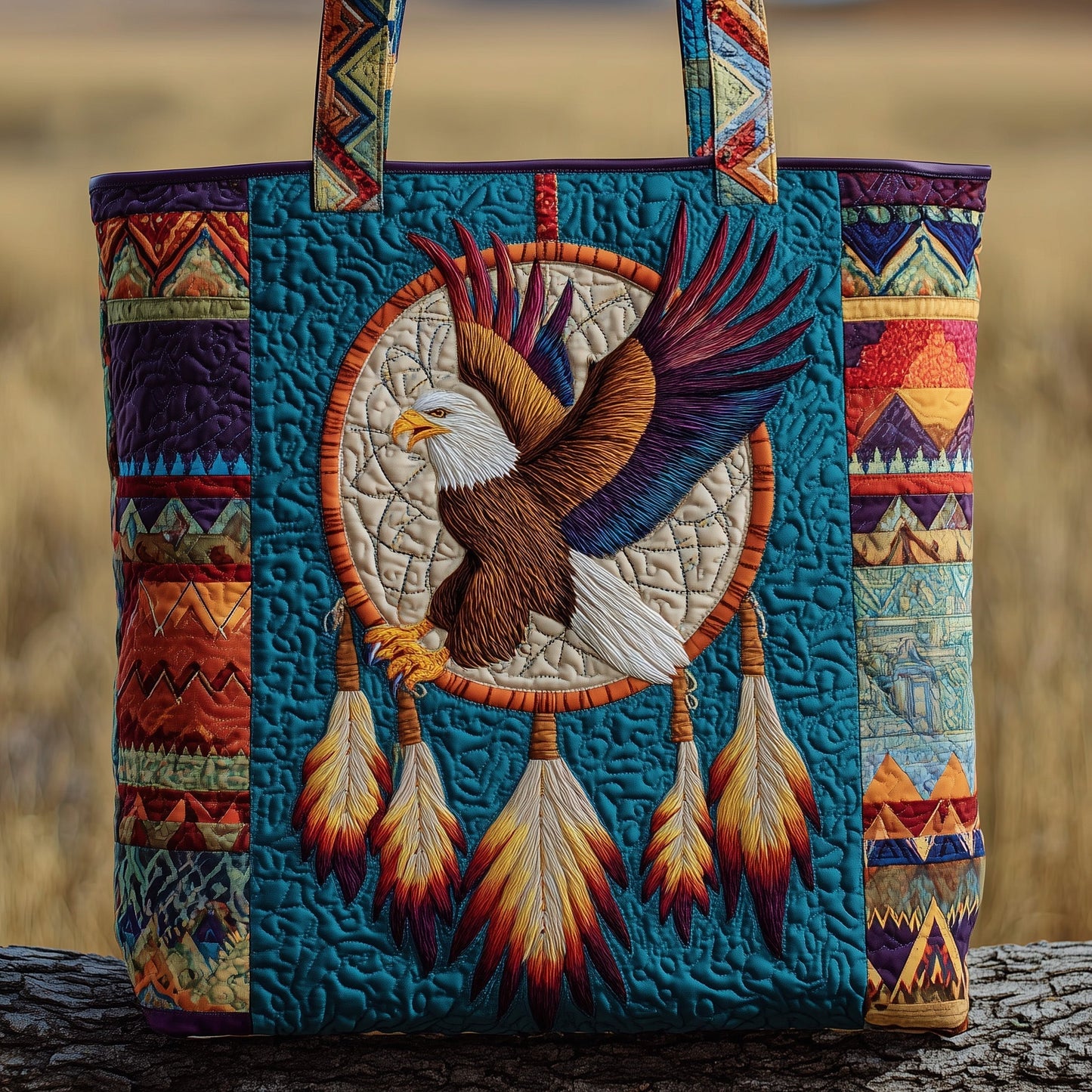Eagle Native Patterns Quilted Tote