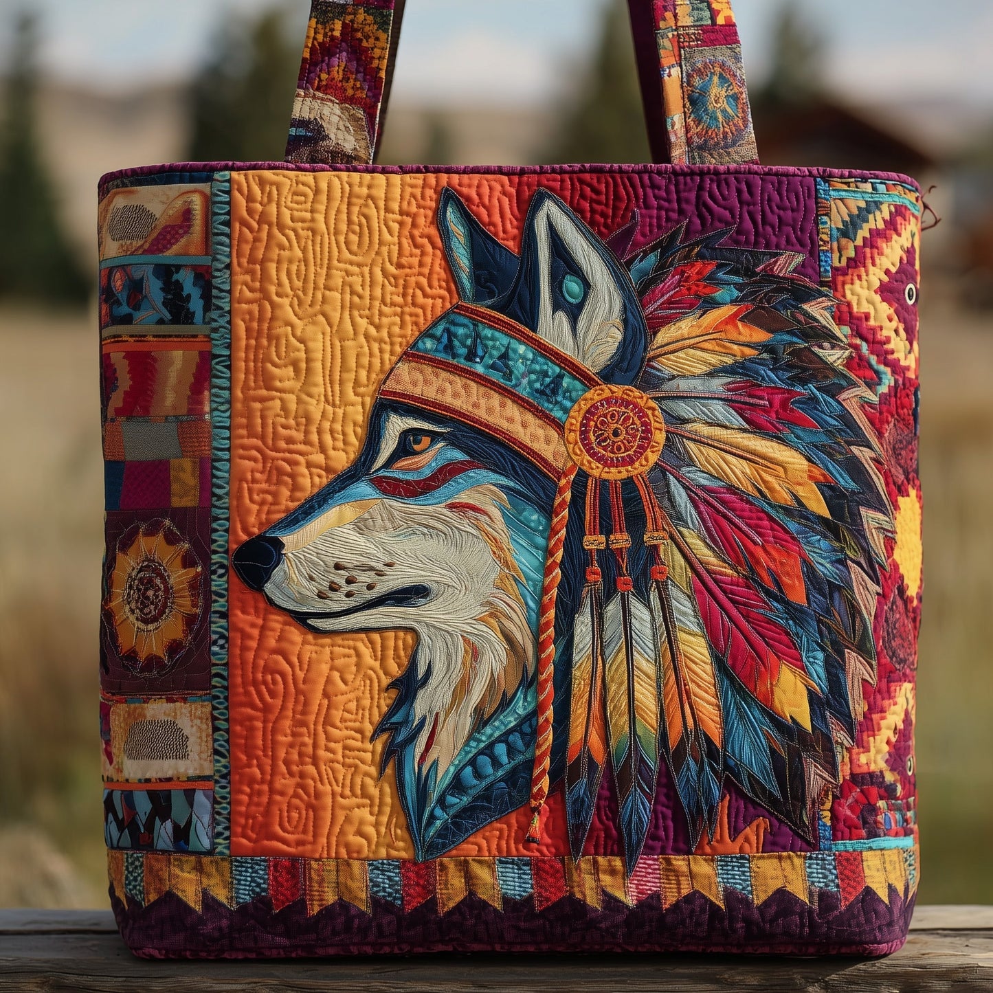 Wolf Feather Headdress Tote Bag
