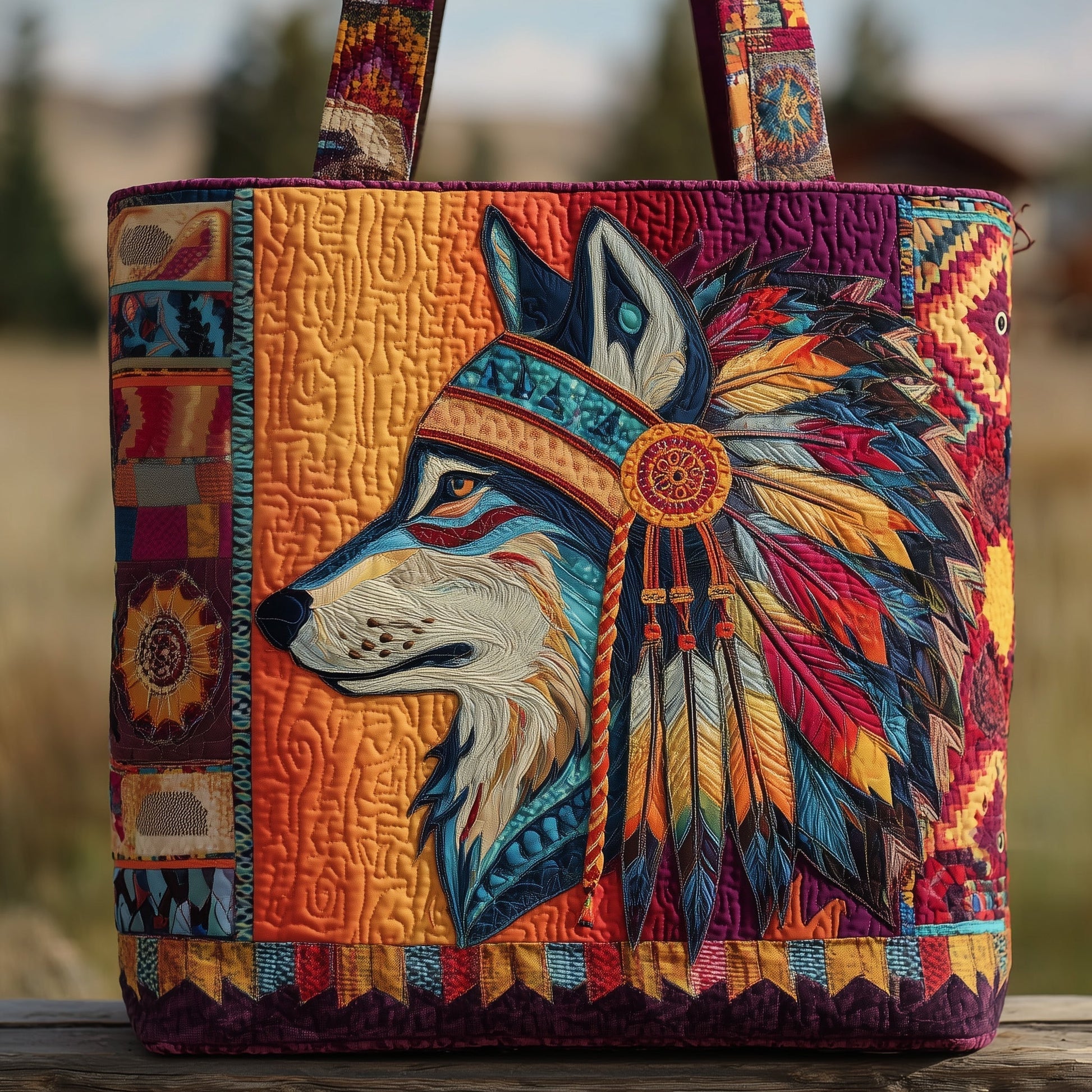 Wolf Feather Headdress Tote Bag