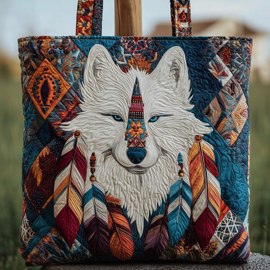 White Wolf Feathers Tote Bag