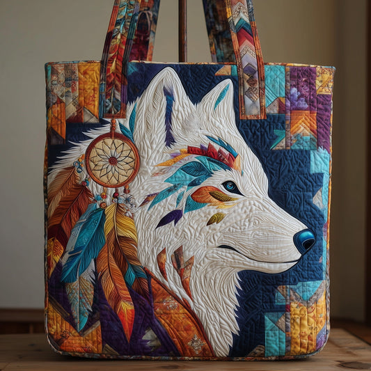 The Native Spirit Wolf Quilted Tote