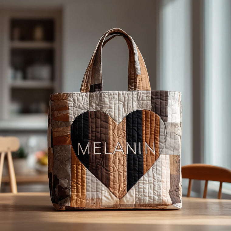 Everyday Melanin Heart Quilted Tote