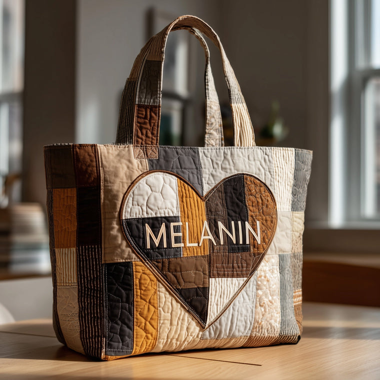 Melanin Heart Patchwork Quilted Tote