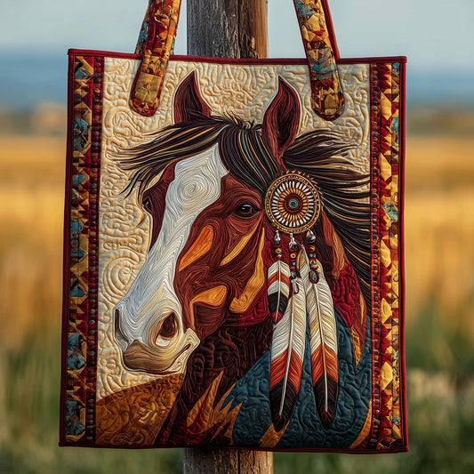 Horse Native American Dreamcatcher Quilted Tote