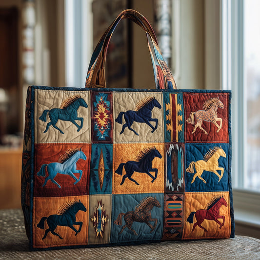 Running Horses Native Quilted Tote
