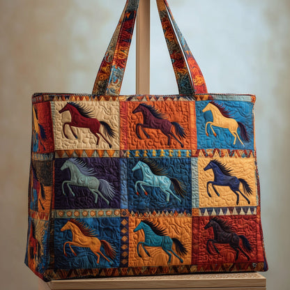 Galloping Horses Patchwork Quilted Tote