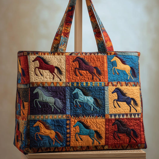 Galloping Horses Patchwork Quilted Tote