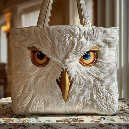 Arctic Owl Face Quilted Tote