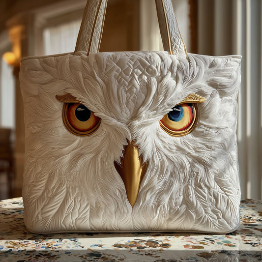 Arctic Owl Face Quilted Tote