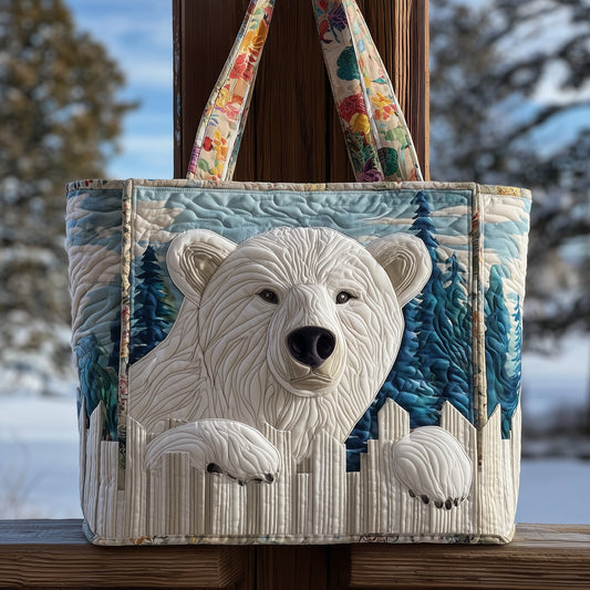 Polar Bear Wildlife Quilted Tote