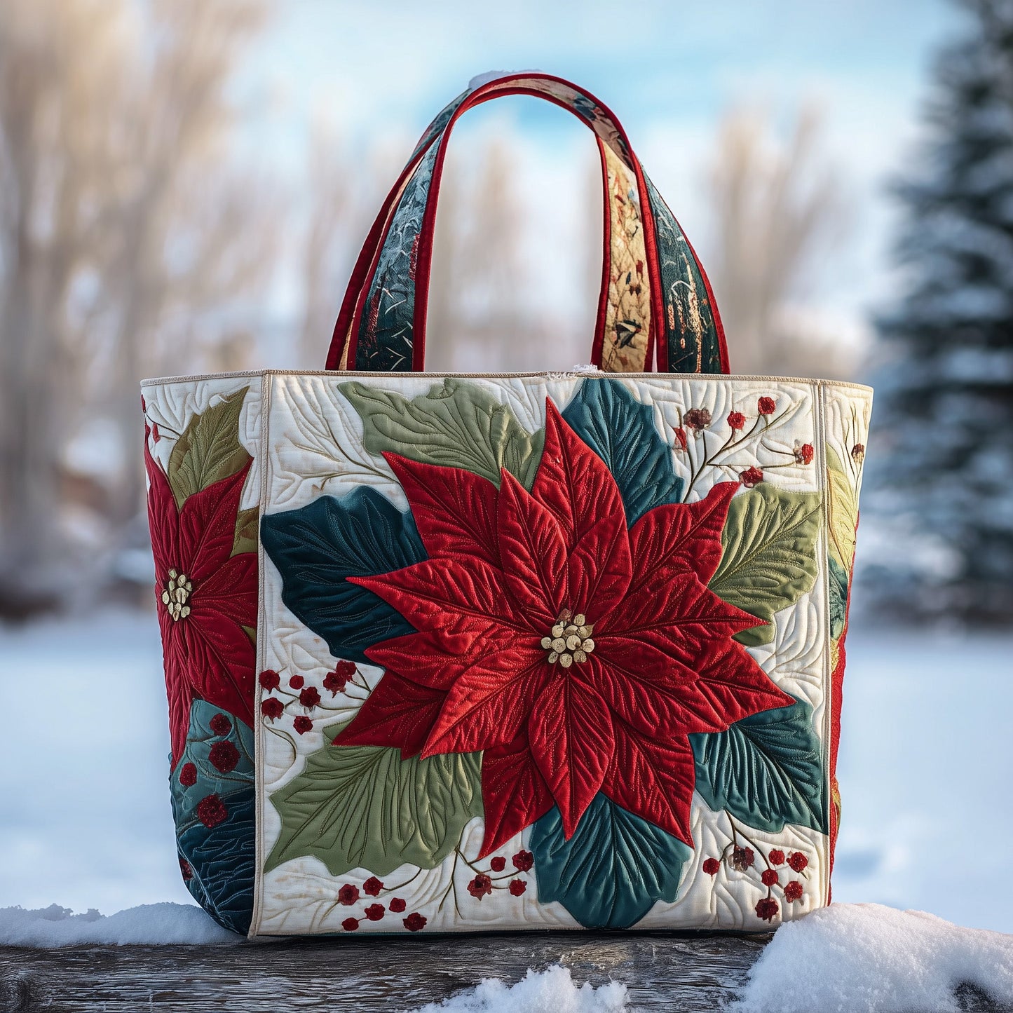 Everyday Poinsettia Floral Tote Bag