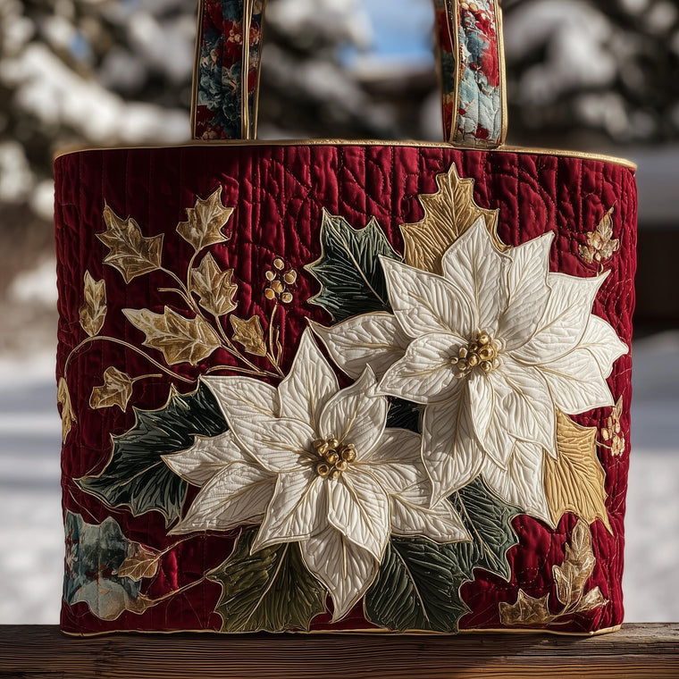 Everyday Elegant Poinsettia Quilted Tote