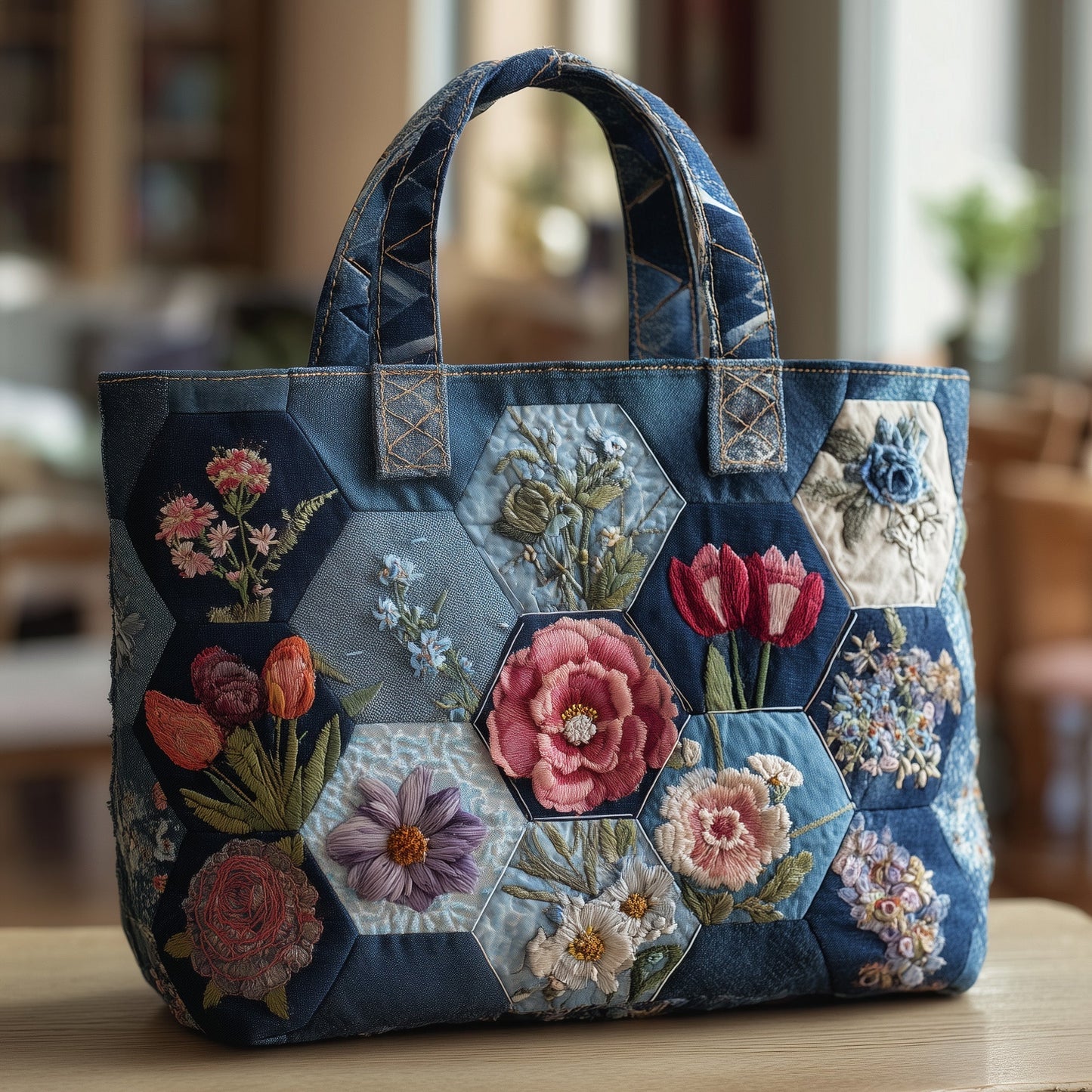 Everyday Floral Patches Quilted Tote