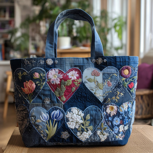 The Floral Heart Quilted Tote 0219