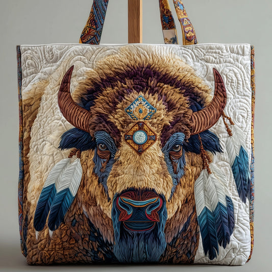 Bison Tribal Accents Quilted Tote