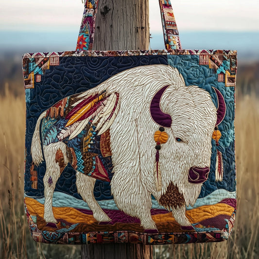 Bison Animal Artwork Quilted Tote