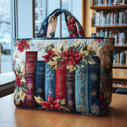 Everyday Books Poinsettias Quilted Tote