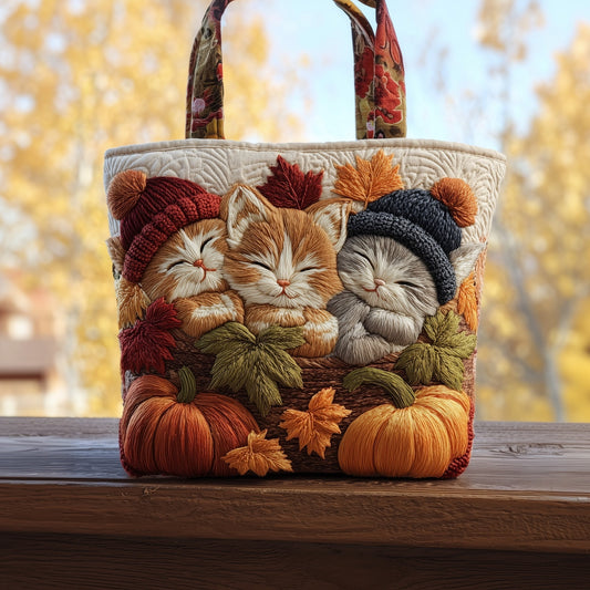 Cozy Cats Autumn Quilted Tote