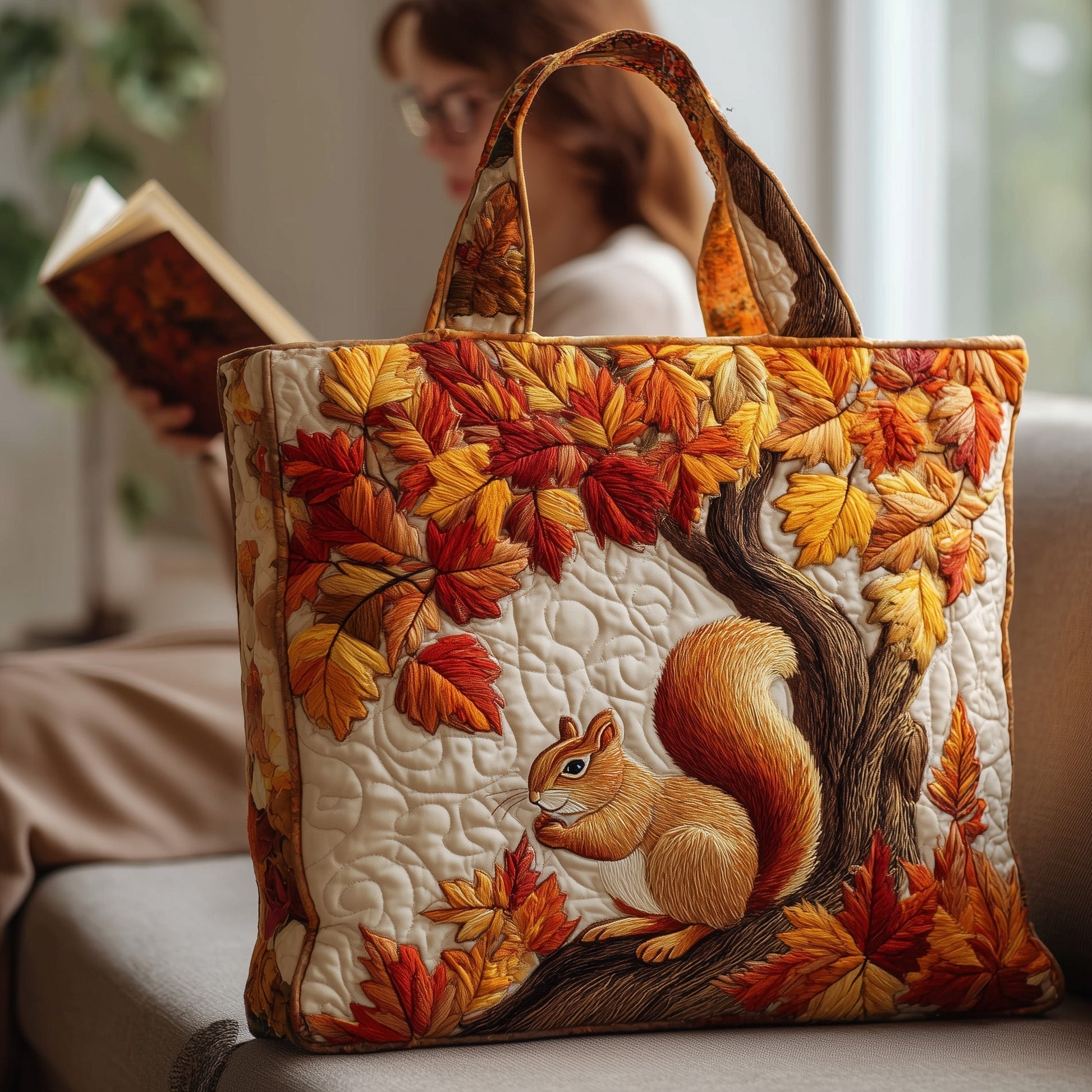 Everyday Squirrel Quilted Tote Bag
