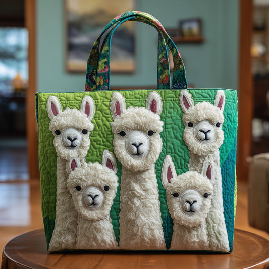 Everyday Llama Faces Quilted Tote