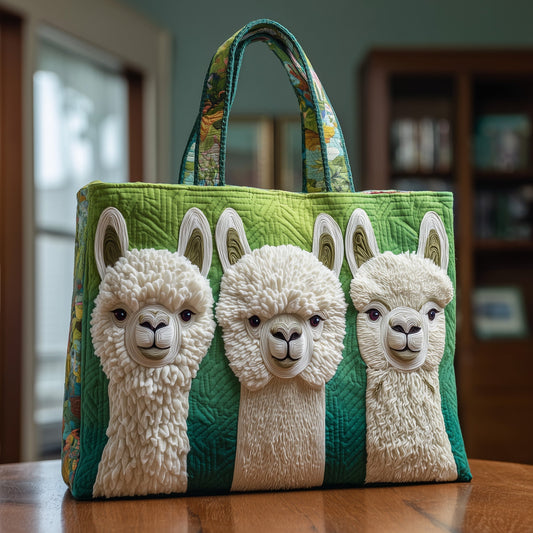 Everyday Three Llamas Quilted Tote